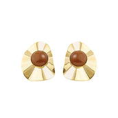 Brinco Marina Gota Resina Marrom Folheado a Ouro 18k - Piuka