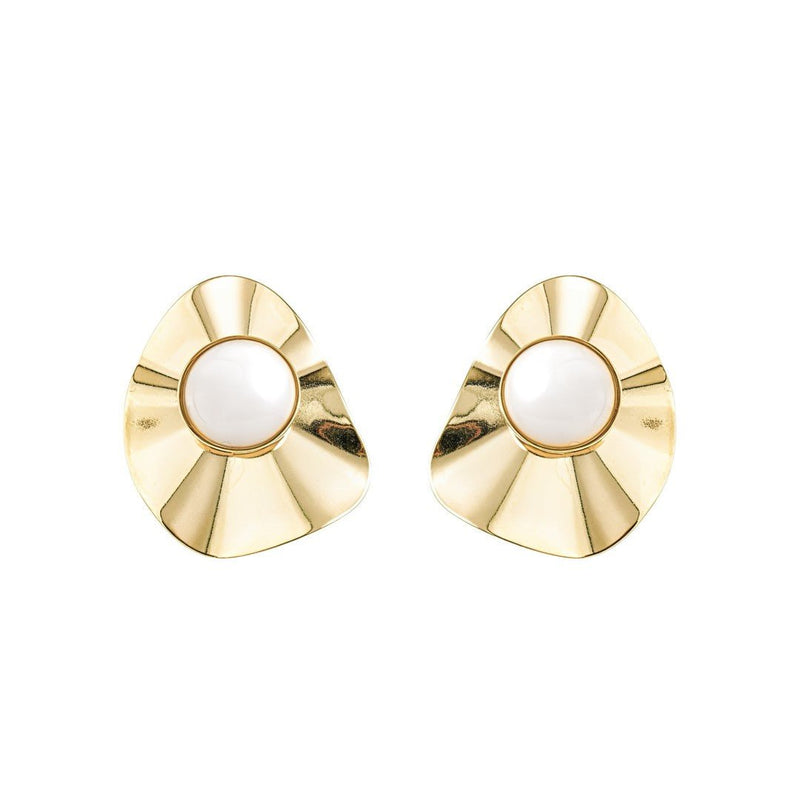 Brinco Marina Gota Resina Off White Folheado a Ouro 18k - Piuka