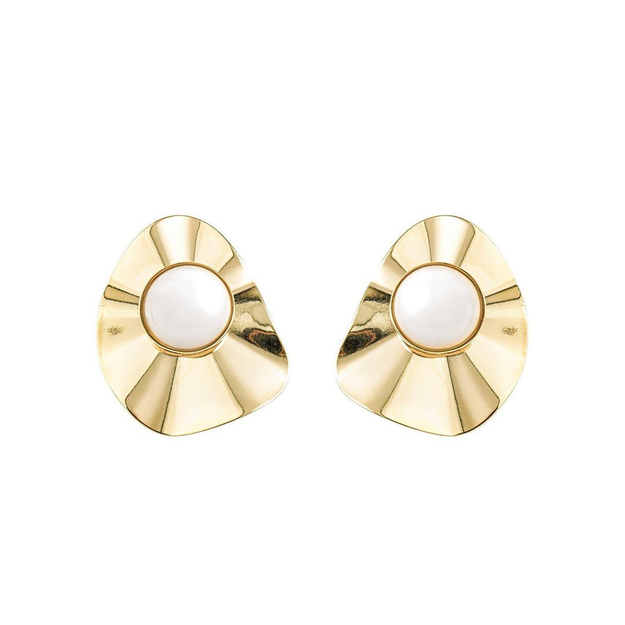Brinco Marina Gota Resina Off White Folheado a Ouro 18k - Piuka