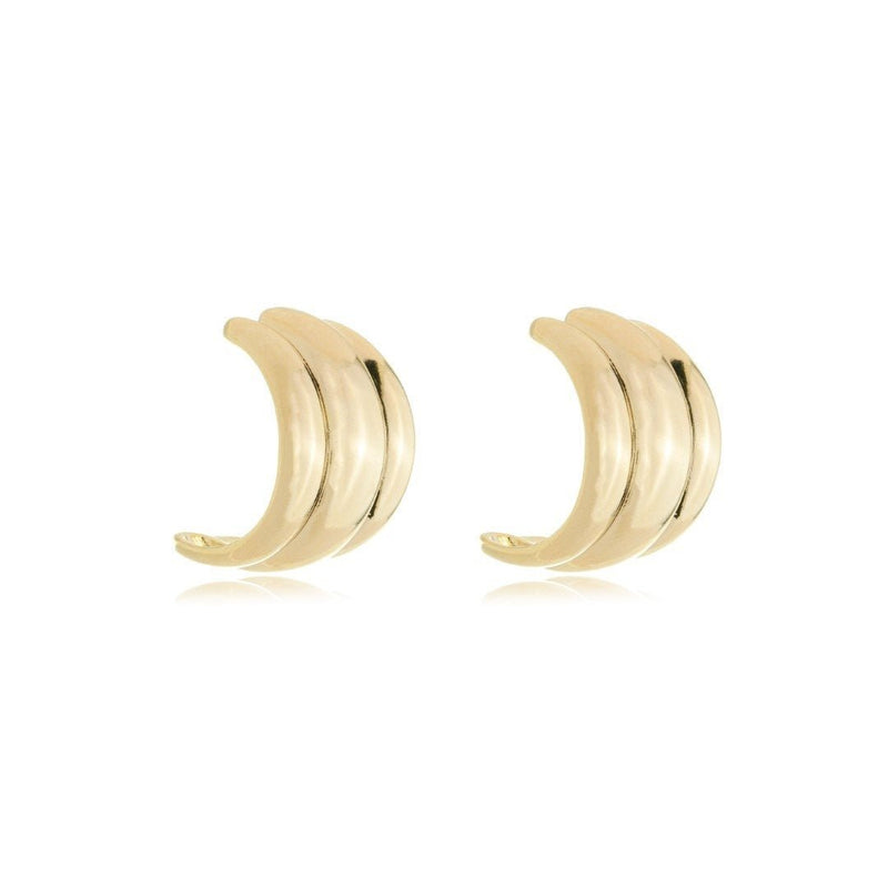 Brinco Meia Argola Anne Folheado a Ouro 18k - Piuka