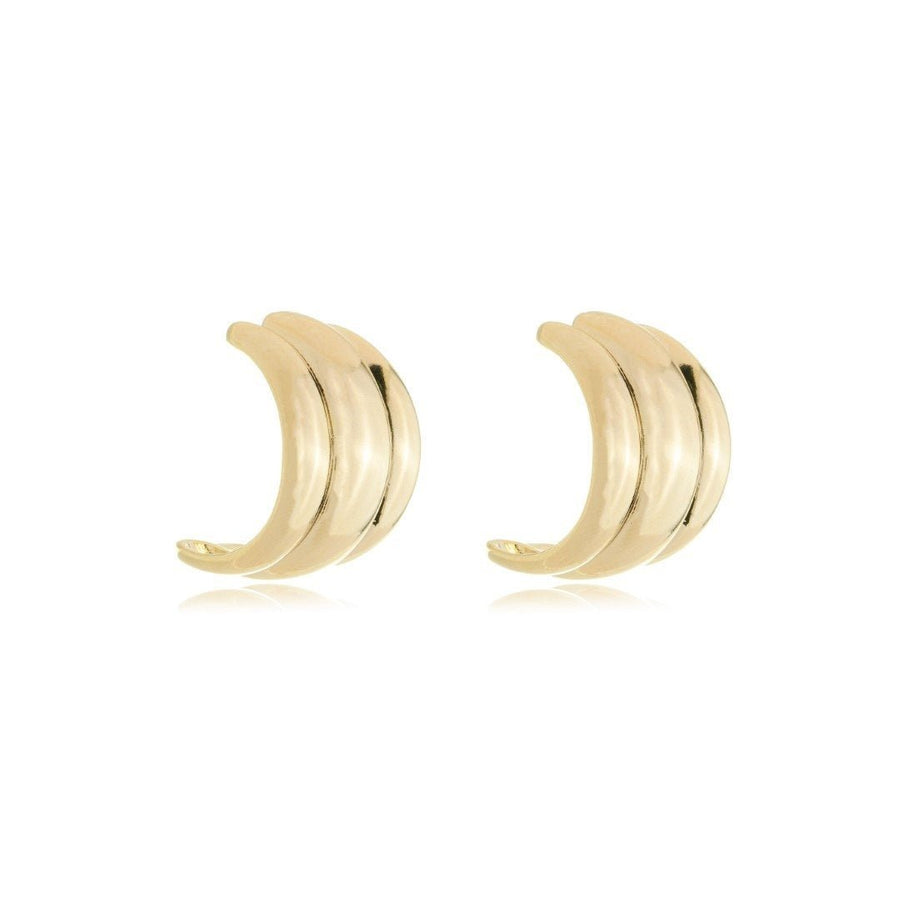 Brinco Meia Argola Anne Folheado a Ouro 18k - Piuka