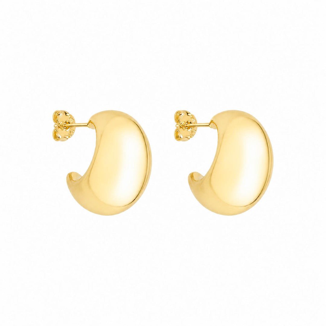 Brinco Meia Argola Jade Folheado a Ouro 18k - Piuka