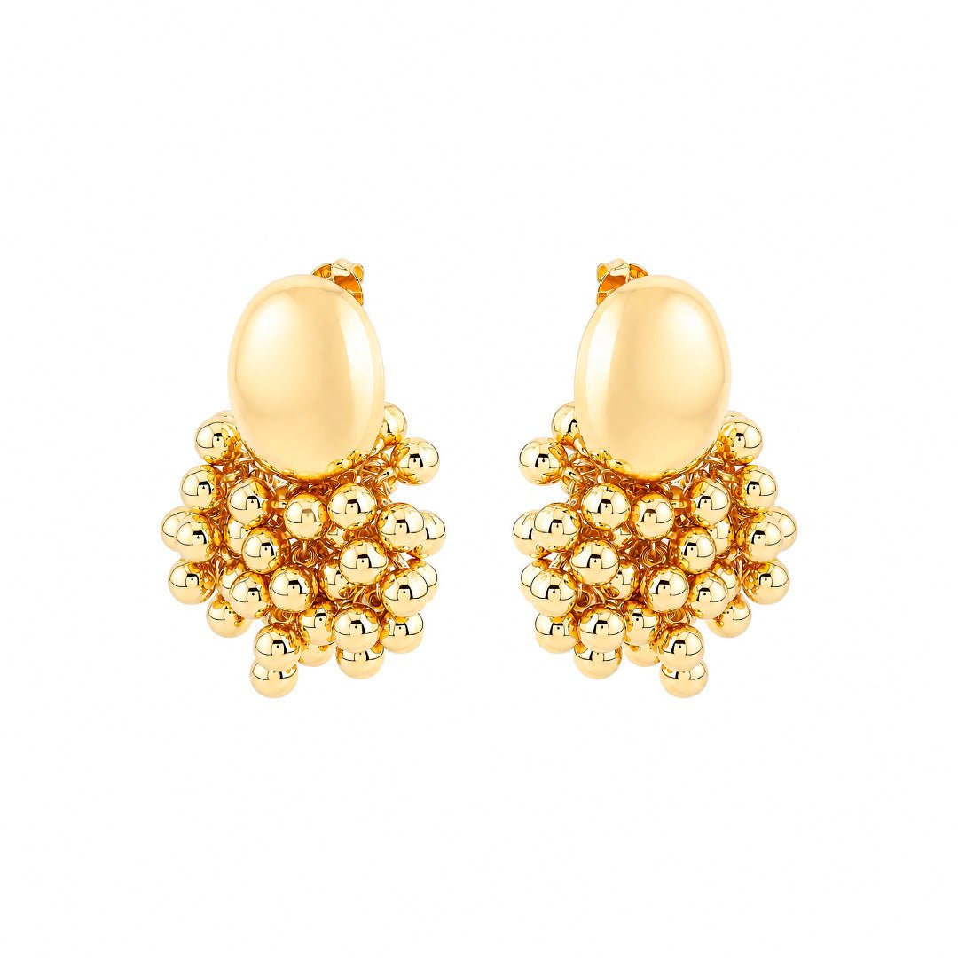 Brinco Meia Esfera Rafa Folheado a Ouro 18k - Piuka