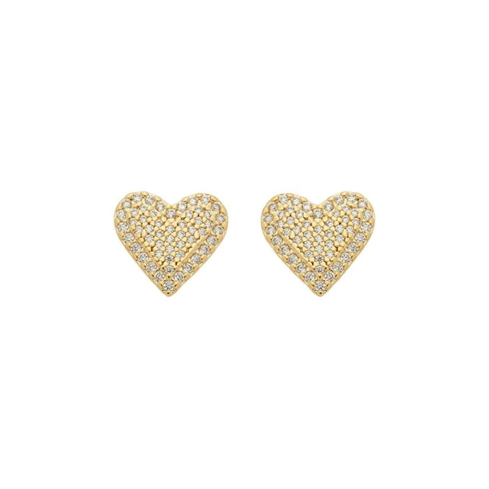 Brinco Mia Coração Zircônias Folheado a Ouro 18k