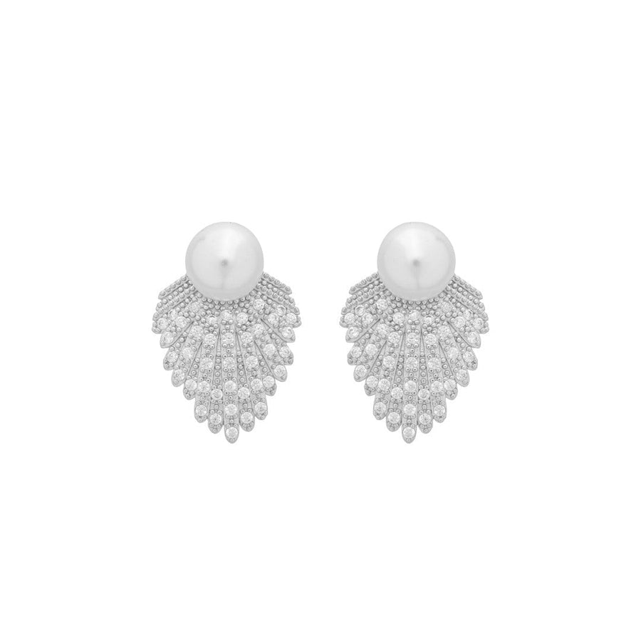 Brinco Nicole Pérolas Zircônias Folheado em Ródio Branco - Piuka