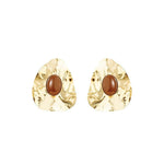 Brinco Orgânico Emma Marrom Folheado a Ouro 18k - Piuka