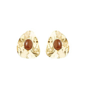 Brinco Orgânico Emma Marrom Folheado a Ouro 18k - Piuka