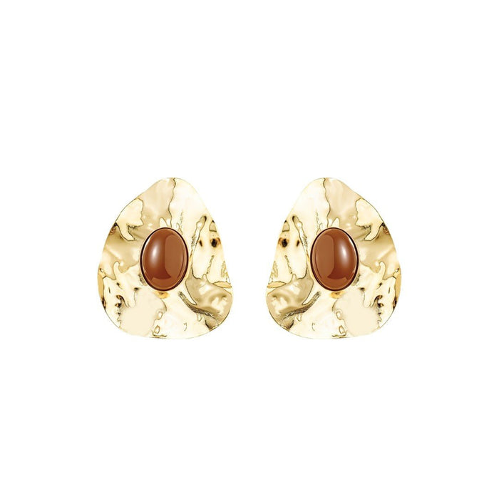 Brinco Orgânico Emma Marrom Folheado a Ouro 18k
