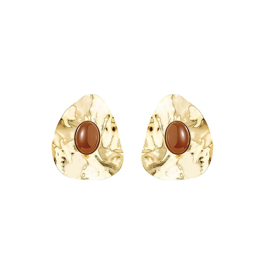 Brinco Orgânico Emma Marrom Folheado a Ouro 18k - Piuka