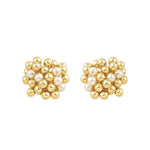 Brinco Orgânico Esferas e Pérolas Ari Folheado a Ouro 18k - Piuka
