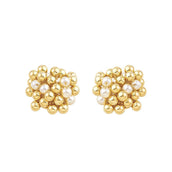 Brinco Orgânico Esferas e Pérolas Ari Folheado a Ouro 18k - Piuka