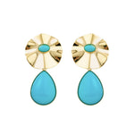 Brinco Orgânico Lola Turquesa Folheado a Ouro 18k - Piuka