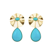 Brinco Orgânico Lola Turquesa Folheado a Ouro 18k - Piuka