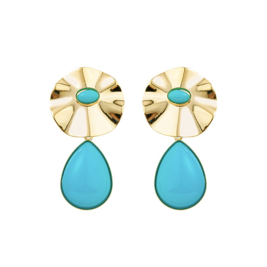 Brinco Orgânico Lola Turquesa Folheado a Ouro 18k - Piuka