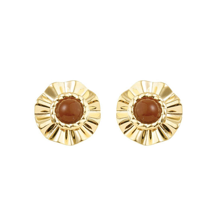 Brinco Orgânico Luisa Marrom Folheado a Ouro 18k