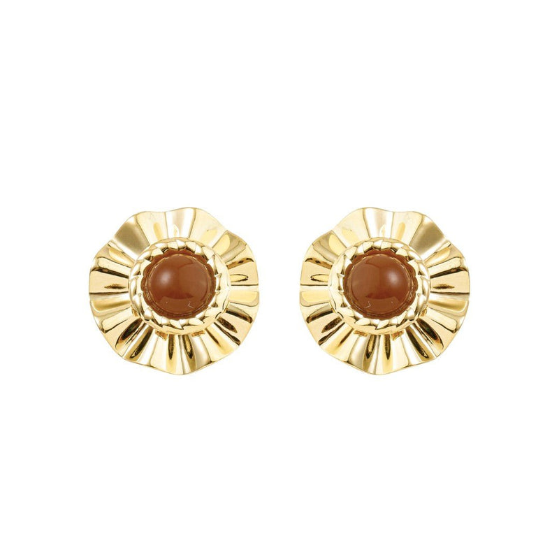Brinco Orgânico Luisa Marrom Folheado a Ouro 18k - Piuka