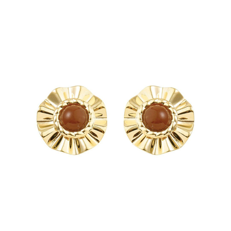 Brinco Orgânico Luisa Marrom Folheado a Ouro 18k - Piuka