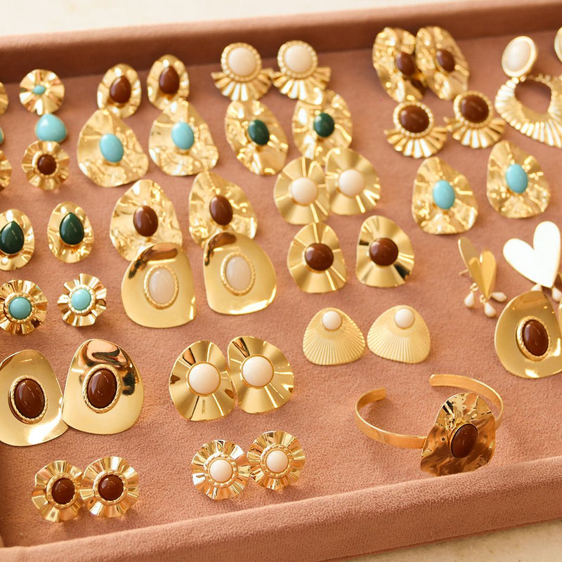 Brinco Orgânico Luisa Marrom Folheado a Ouro 18k - Piuka