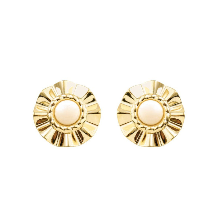 Brinco Orgânico Luisa Off White Folheado a Ouro 18k