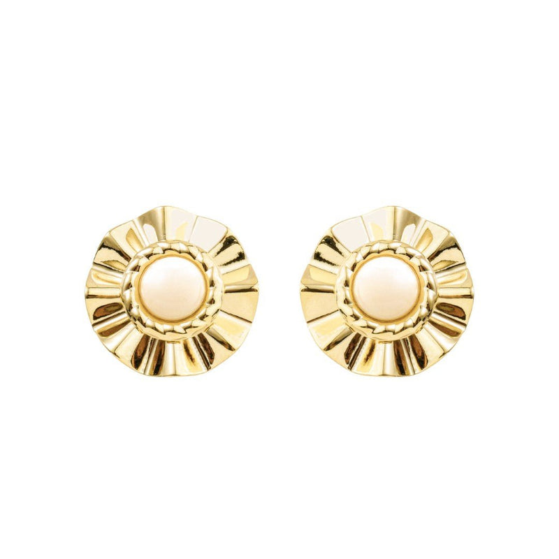 Brinco Orgânico Luisa Off White Folheado a Ouro 18k - Piuka