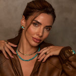 Brinco Orgânico Luisa Turquesa Folheado a Ouro 18k - Piuka
