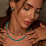 Brinco Orgânico Luisa Turquesa Folheado a Ouro 18k - Piuka