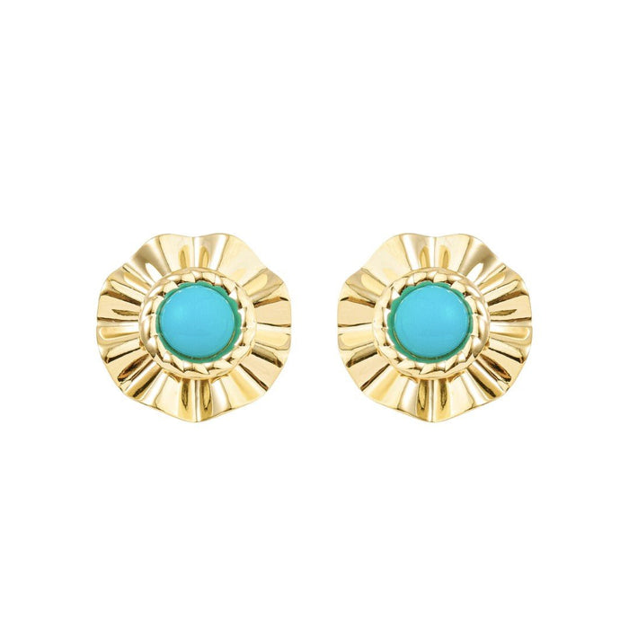 Brinco Orgânico Luisa Turquesa Folheado a Ouro 18k