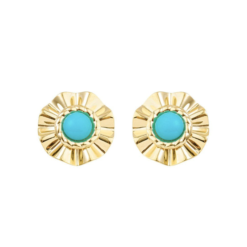 Brinco Orgânico Luisa Turquesa Folheado a Ouro 18k - Piuka