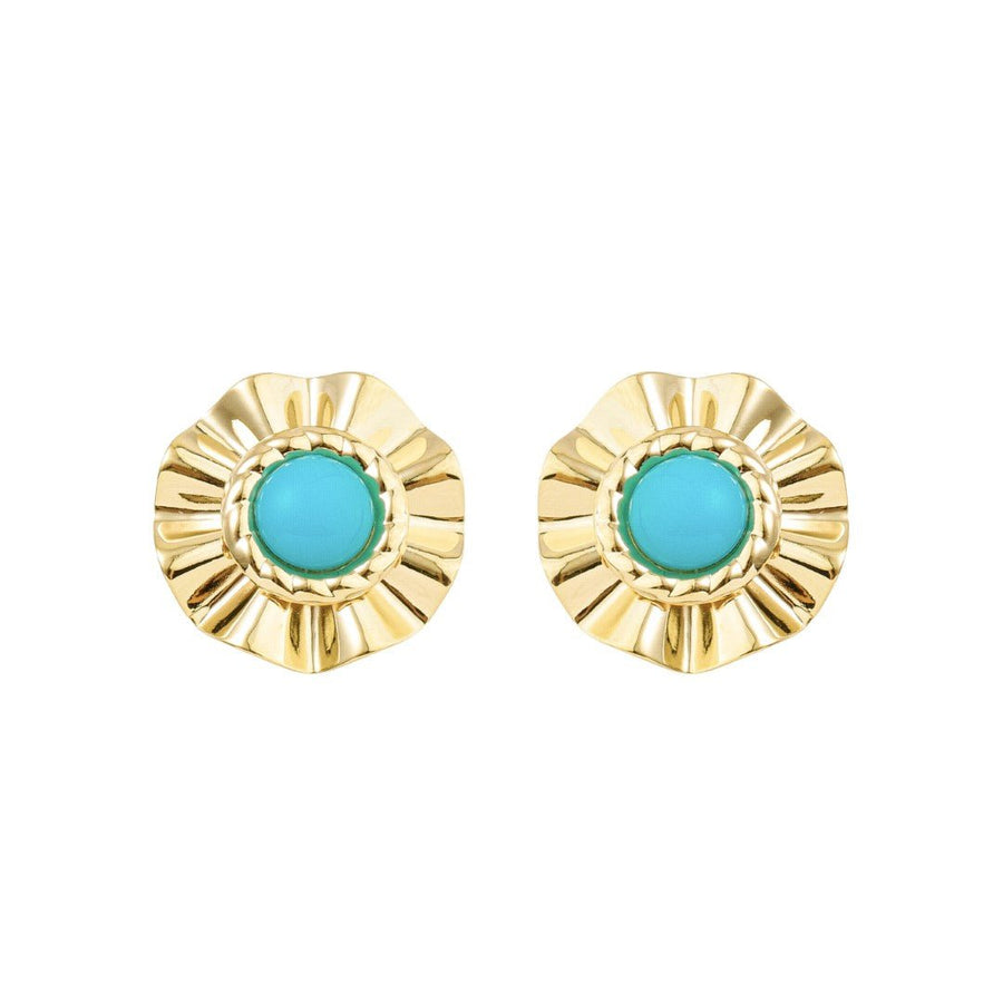 Brinco Orgânico Luisa Turquesa Folheado a Ouro 18k - Piuka