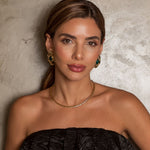Brinco Oval Laura Verde Folheado a Ouro 18k - Piuka