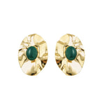 Brinco Oval Laura Verde Folheado a Ouro 18k - Piuka