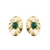 Brinco Oval Laura Verde Folheado a Ouro 18k - Piuka