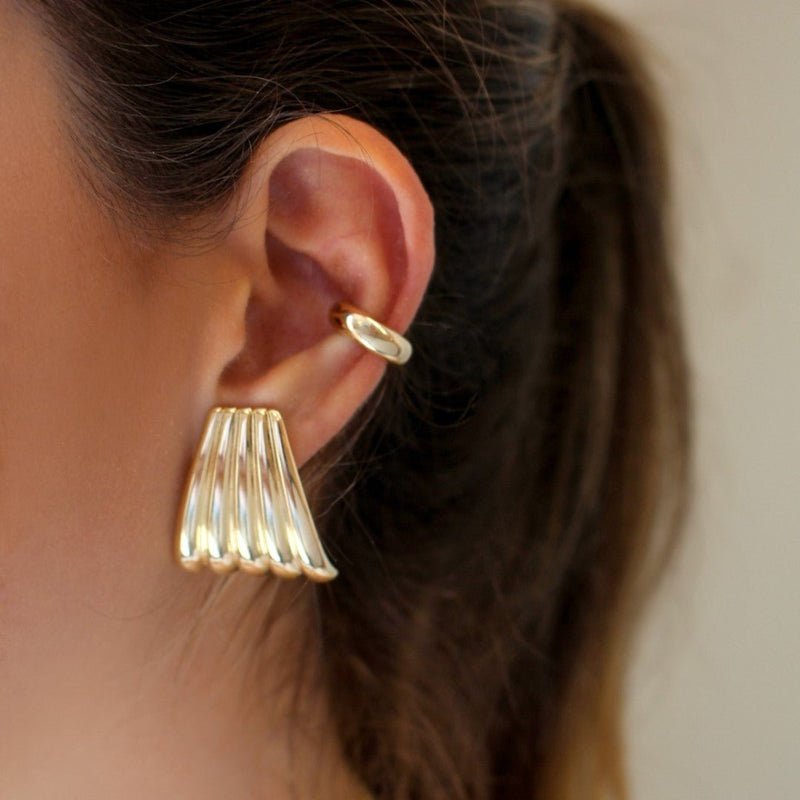 Brinco Paloma Orgânico Folheado a Ouro 18k - Piuka