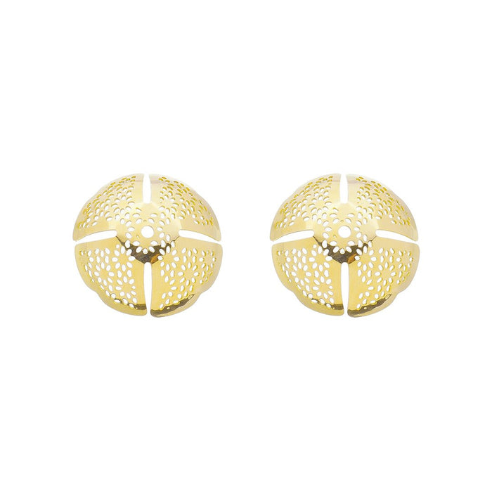Brinco Piuka Angela Redondo Renda Mini Flor Folheado a Ouro 18k
