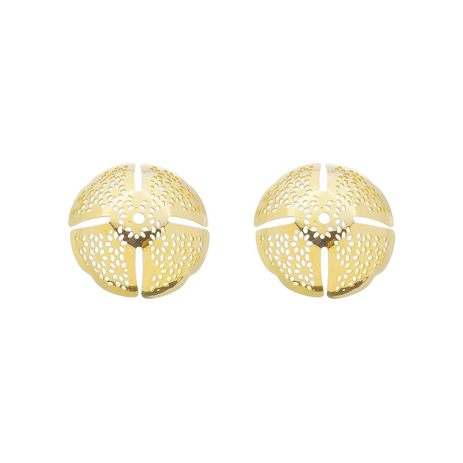 Brinco Piuka Angela Redondo Renda Mini Flor Folheado a Ouro 18k - Piuka