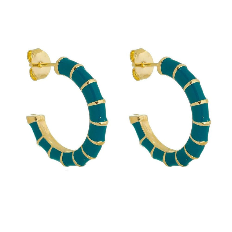 Brinco Piuka Argola Dora Azul Folheado a Ouro 18k - Piuka