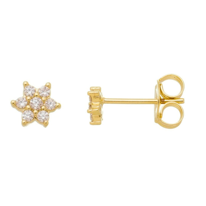 Brinco Piuka Lulli Mini Flor M Zircônias Folheado a Ouro 18k