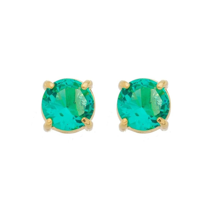 Brinco Ponto de Luz Annie G Zircônia Turmalina Folheado a Ouro 18k