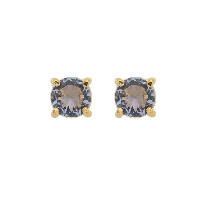 Brinco Ponto de Luz Annie M Zircônia Tanzanita Folheado a Ouro 18k