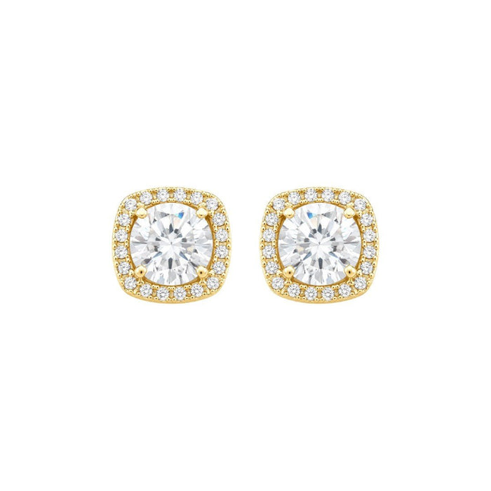 Brinco Ponto de Luz Quadrado Luana Zircônias Folheado a Ouro 18k