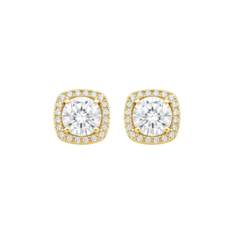 Brinco Ponto de Luz Quadrado Luana Zircônias Folheado a Ouro 18k - Piuka