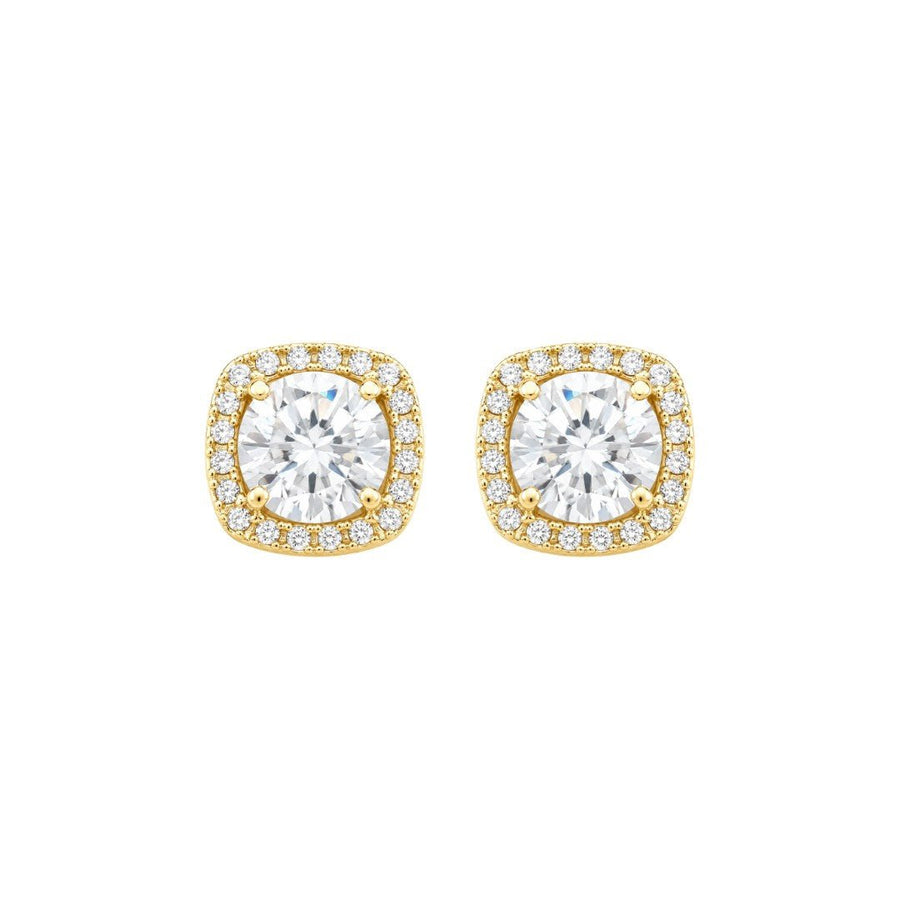 Brinco Ponto de Luz Quadrado Luana Zircônias Folheado a Ouro 18k - Piuka