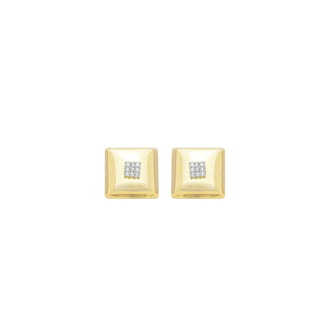 Brinco Quadrado Giselle Zircônias Folheado a Ouro 18k e Folheado em Ródio Branco - Piuka