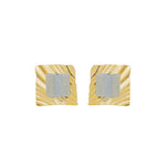 Brinco Quadrado Texturizado Lara Folheado a Ouro 18k Folheado em Ródio Branco - Piuka