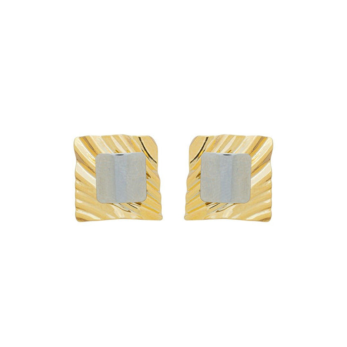 Brinco Quadrado Texturizado Lara Folheado a Ouro 18k Folheado em Ródio Branco
