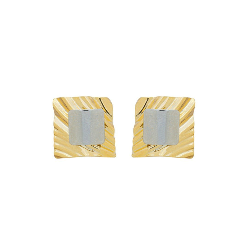 Brinco Quadrado Texturizado Lara Folheado a Ouro 18k Folheado em Ródio Branco - Piuka