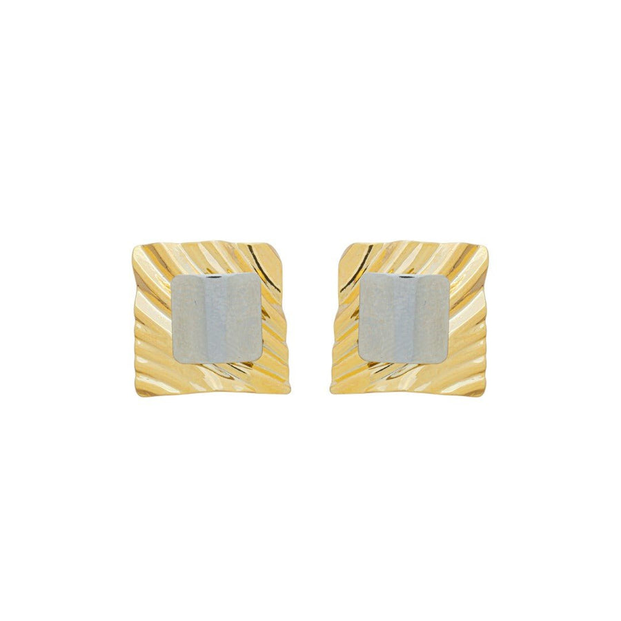 Brinco Quadrado Texturizado Lara Folheado a Ouro 18k Folheado em Ródio Branco - Piuka