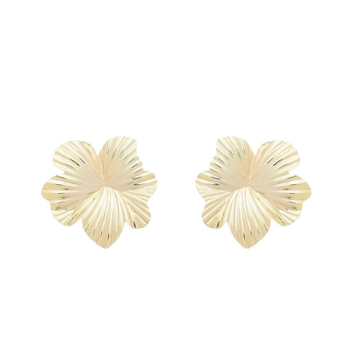 Brinco Raissa Matelado Flor Folheado a Ouro 18k