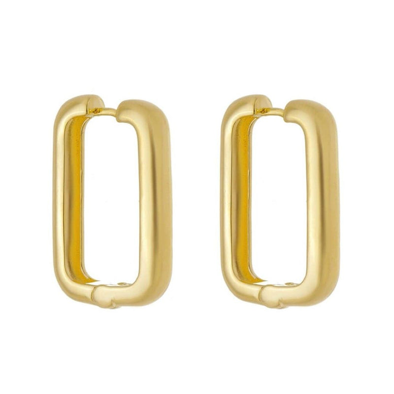 Brinco Retangular Helena Lisa G Folheado a Ouro 18k - Piuka