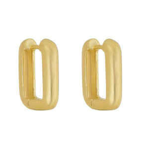 Brinco Retangular Helena Lisa M Folheado a Ouro 18k - Piuka